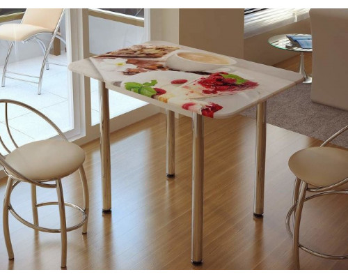 Стол обеденный с принтом белый/десерт